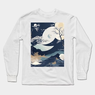 Moon over waves Long Sleeve T-Shirt